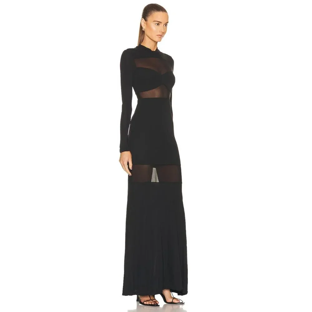 STAUD Black Sheer Panel Dress - Picture 2 of 4